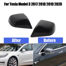 2pcs Side Trim High Quality for Tesla Model 3 Model3 Tesla M3 2017-2021 Carbon Fiber Pattern Rearview Mirror Cover Caps 2024 - buy cheap