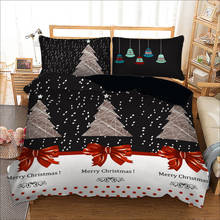 Christmas Tree gift Bedding Set kids Duvet Cover With Pillowcase Twin Queen King Size Bed Set 3pcs bed black red color 2024 - buy cheap