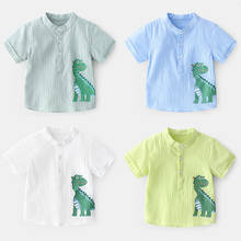2-9Y Jchao Kids Clothes 2020 Summer Fashion Cotton Cartoon dinosaur Print Short Sleeve Mandarin Collar Boys Shirt girls blouse 2024 - buy cheap