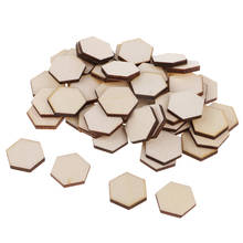 Peças de madeira inacabadas, 54 peças, telhas cortadas de madeira hexagonal, artesanato rústico natural, madeira para decoração de casa, suprimentos diy 2024 - compre barato