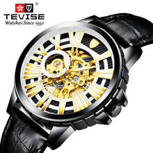 Fashion Casual Sport men Wristwatch TEVISE Skeleton Watch Luminous Hands Leather Strap Automatic Mechanical Wateproof Watch 2024 - buy cheap