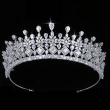 Corona HADIYANA romántica elegante para mujer, accesorios para el cabello nupcial De boda, circonita cúbica, joyería De lujo BC5699 2024 - compra barato