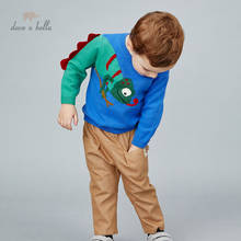 DBX14465-suéter de punto de dibujos animados para niños, ropa informal de invierno para bebés, con dibujo de dinosaurio, a la moda, tops de boutique para niños pequeños 2024 - compra barato