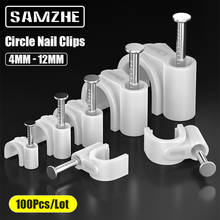 SAMZHE Nylon  PE Plastic white 8mm Circle Cable Clip C Shaped High Carbon Steel Nails Cable clips Wire Wall holder  100pcs 2024 - buy cheap