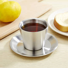Juego de tazas de Espresso de acero inoxidable, tazas de café y té de doble pared, aptas para lavavajillas, 200ml con cuchara 2024 - compra barato