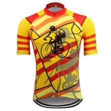 Maillot de ciclismo amarillo para hombre, Ropa de manga corta para equipo de ciclismo, camisetas transpirables para bicicleta de montaña, novedad 2024 - compra barato