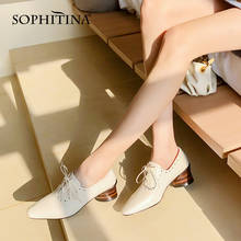 SOPHITINA Classics Women Flats Casual Genuine Leather Handmade Shoes Lace-Up Fashion Office Job Concise Lady Brogue Shoes DO39 2024 - buy cheap