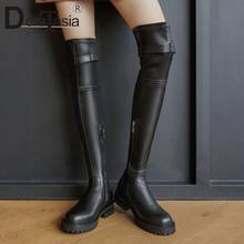 DORATASIA New Fashion Female Genuine Leather Thigh High Boots Casual Chunky Heels Boots Women Zip Party Office Shoes Woman 2024 - buy cheap