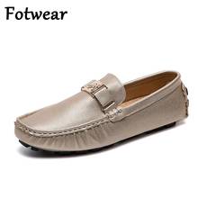 Fotwear Breathable Men Driving Loafers Big Size 48 47 46 Mens Wedding Loafers Slip On Leather Casual Shoes Male Flats Gold Color 2024 - buy cheap
