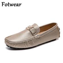 Fotwear/дышащие мужские лоферы для вождения; Большие размеры 48, 47, 46; Мужские свадебные лоферы; Повседневная кожаная обувь без шнуровки; Мужская обувь на плоской подошве золотого цвета 2024 - купить недорого