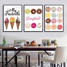 Картина на холсте «вкусный кекс, хлеб», Пончик, настенный плакат и принты, модульная Настенная картина для кухни, столовой, Настенный декор 2024 - купить недорого