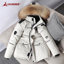 Thicken Men's Down Jacket With Big Real Fur Collar Warm Parka -30 degrees Male Casual Waterproof White Duck Down Winter Coats 2024 - buy cheap