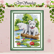 A Small White Dog Counted Cross Stitch 11 14CT Handmade Cotton Cross Stitch Set animals Cross-stitch Kits Embroidery Needlework 2024 - buy cheap