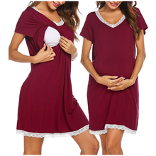 Одежда для грудного вскармливания 2021 летняя одежда для кормящих матерей с коротким рукавом для беременных женское кружевное платье Premama одежда C0168 2024 - купить недорого
