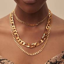 Colar de metal pesado e dourado com 3 camadas, colar masculino e feminino, corrente de clavícula, hip hop, festa, joia 2024 - compre barato