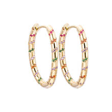Simple Gold Crystal Oval Hoop Earrings for Women Bijoux Colorful Zircon Geometric Earrings Fashion Statement Jewelry Party Gifts 2024 - buy cheap