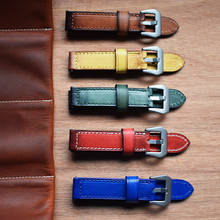 Handmade Watchband 20mm 22mm 24mm Green Red Blue Brown Vintage Leather For Panerai Watch Strap Band KZB02 2024 - buy cheap