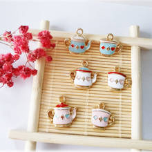 10pcs/pack Lovely Teapot Tea cup Poker Enamel Charms DIY Earring Bracelet Hair Necklace DIY Craft jewelry making charms 2024 - buy cheap