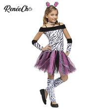 Roupa de halloween para crianças, traje para cosplay de animais, zebra, vestidos para meninas, carnaval, festa infantil, faixa de cabeça 2020 2024 - compre barato