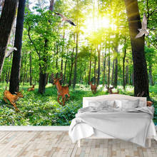 Papel de parede foto customizada 3d, luz solar, floresta verde, paisagem, mural de decoração grande para casa, sala de estar, quarto, fundo de parede 2024 - compre barato