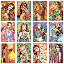 DIY Diamond Painting Cross Stitch 5D Full Mosaic Embroidery Cartoon Woman Portrait Girl Picture of Rhinestone Room Decor 2024 - buy cheap