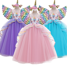 Unicorn Girls Tutu Dress Summer Cosplay Princess Costume For Kids Rainbow Halloween Party Performance Ball Gown Children Clothes 2024 - buy cheap