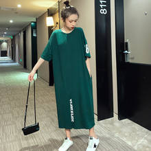Vestido holgado informal de algodón para mujer, camiseta de manga corta con cuello redondo, talla grande #2334 2024 - compra barato