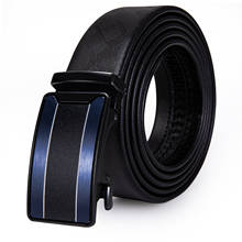 Cinturón de cuero negro para hombre, correa de cuero auténtico con AK-2141 automática, elegante hebilla azul, ceinture 2024 - compra barato