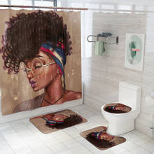 African Woman Bathroom Floor Mats Bath Mat Shower Curtain Set Waterproof  Polyester Shower Curtains Toilet Cover Mat Bath Rugs 2024 - buy cheap