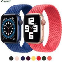 Ремешок Плетеный Соло для Apple watch band 44 мм 40 мм 38 мм 42 мм, эластичный нейлоновый браслет из ткани, для iWatch Series 3 4 5 se 6 2024 - купить недорого