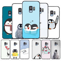 Cute cartoon animal penguin black Soft phone Case For Samsung S20 S10 S9 S8 S7 edge Plus Lite Note 8 9 10 A6 A7 A8 A9 2018 2024 - buy cheap