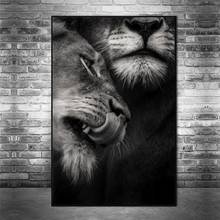 Pinturas de tela de leões africanas, amantes da vida selvagem, posteres e impressões, arte de parede, animais preto e branco, imagens de arte, decoração de casa 2024 - compre barato