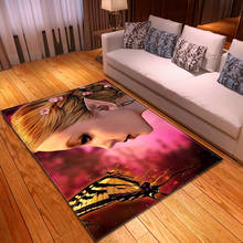 Moderno bonito criança tapetes 3d sonho borboleta menina decoração de casa tapetes para sala estar quarto área flanela crianças jogar tapete 2024 - compre barato