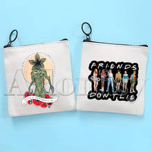 Stranger Things Cute Solid Color Canvas Coin Purse Small Fresh New Zipper Key Bag Hand Gift Bag 2024 - buy cheap