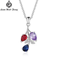 Personalized Birthstone Necklace Custom Leaf Pendant Necklace Water Drop Zircon Necklace Jewelry Gift for Women  (Lam Hub Fong) 2024 - buy cheap