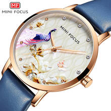 MINIFOCUS модные синие кожаные женские часы водонепроницаемые Роскошные брендовые кварцевые женские часы с кристаллами водонепроницаемые креативные наручные часы 2024 - купить недорого