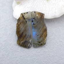 Natural Stone Labradorite Fashion Nugget Jewelry Earrings For Women 43x17x3mm,10g 2024 - buy cheap