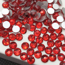 TopStone Lt Siam Red Color SS3~SS34 Flat back Rhinestones Non Hotfix Silver Foiled Back Stone Beads 2024 - buy cheap