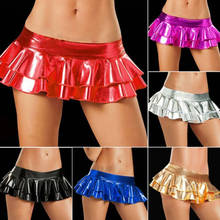 Women's Glamour Sexy Patent Low Rise Leather Short Cake Skirt Multicolor Dance Skirt For Dance Raves Festivals Costumes 2024 - buy cheap