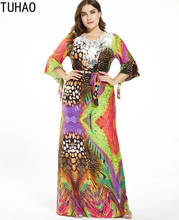 Женское платье с принтом TUHAO, вечерние платья макси в богемном стиле, большие размеры 7XL 6XL 5XL, весна-лето 2020, WM03 2024 - купить недорого