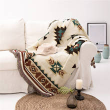 Вязаное покрывало в американском стиле для дивана, вязаное покрывало для дивана в стиле бохо, мягкое дорожное покрывало для кровати в клетку, гобелен 2024 - купить недорого