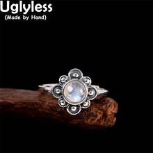 Uglyless Thai Silver Floral Rings Women Natural Green Jade Jasper Studs Earrings Rings 925 Silver Gemstones Flowers Jewelry Sets 2024 - buy cheap