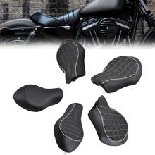 Black Leather Motorcycle Solo Rider Driver Seat Cushion Pad For Harley Sportster XL883 XL883N 2005-2013 2024 - buy cheap