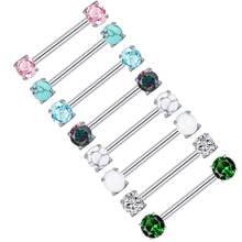 Junlowpy 14g anéis de mamilo parafuso aço cirúrgico nipplering barbell língua anéis corpo piercing jóias atacado 50 pçs cores mix 2024 - compre barato