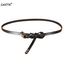CANTIK Ladies Genuine Leather Belts Alloy Pin Buckles Metal Illuminative Slim Knot Accessories for Women 1.0cm Width FCA071 2024 - buy cheap