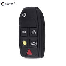 KEYYOU-carcasa de llave de Control remoto para Volvo, carcasa plegable con 5 botones, hoja sin cortar, para modelos XC70, XC90, V50, V70 y S60, 10 unidades 2024 - compra barato