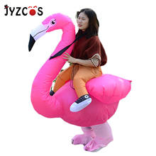 Jyzcos traje de flamingo inflável para festa de halloween, fantasia de flamingo para homens e mulheres, adultos e crianças, inflável, mascote, cosplay 2024 - compre barato