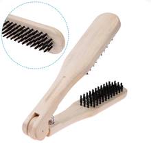 Escova de madeira para cabeleireiros, pente duplo tipo v escova de cabelo reta, ferramenta alisadora antiestática, ferramentas de cabeleireiro 2024 - compre barato