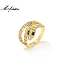 Mafisar Unique Design Black CZ Eye Snake Shape Ring For Women aaa+ cubic zirconia Gold Color Open Ring Female Wedding Jewelry 2024 - buy cheap