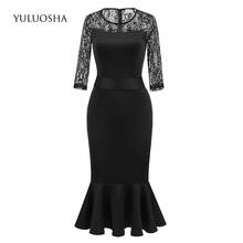 YULUOSHA Mother of The Bride Dresses Mermaid Sexy Lace Appliques Evening Giwn Black White Wedding Dress Mother Vestido De Festa 2024 - buy cheap